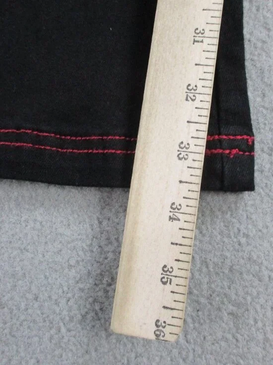 Social Collision Jeans Size 5 Red Star Studded Black Flare Belted Goth Y2K NWT - Picture 8 of 12